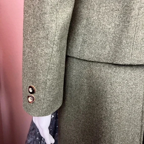 Vintage Lodenfrey Green German Austria Wool Cropped Military Jacket & Skirt Suit - Picture 10 of 16